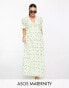 Фото #3 товара ASOS DESIGN Maternity cotton midi smock dress in cream based green floral print