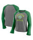 ფოტო #1 პროდუქტის Women's Majestic Heathered Gray, Heathered Green Oregon Ducks Competitive Edge Cropped Raglan Long Sleeve T-shirt