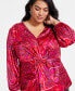 Plus Size Paisley-Print Twist-Front Blouse, Created for Macy's