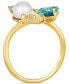 ფოტო #2 პროდუქტის Ombré® Multi-Gemstone (2-1/3 ct. t.w.), Vanilla Pearl (6mm), & Vanilla Diamond Ring in 14k Gold