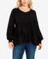 ფოტო #1 პროდუქტის Plus Size Neela V-neck Long Sleeve Top