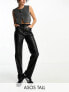 ASOS DESIGN Tall faux leather straight leg trousers in black 44 - фото #1