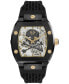 Men's Automatic The $keleton Black & Gold-Tone Tonneau Strap Watch 44mm