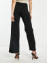 Фото #3 товара River Island wide leg tailored trouser with button detail in black