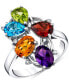 Фото #1 товара Multi-Gemstone (4-1/10 ct. t.w.) & Diamond Accent Openwork Cluster Statement Ring in Sterling Silver