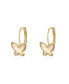 ფოტო #2 პროდუქტის Enchanting Kids 14K Yellow Gold-Plated Mother of Pearl Butterfly Dangle Earrings
