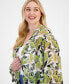 Фото #3 товара Plus Size Printed Open-Front Duster Jacket