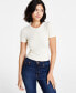 ფოტო #1 პროდუქტის Juniors' Ribbed Seamless Crewneck Top