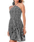 ფოტო #1 პროდუქტის Women's Black & White Leopard Halterneck Ruffle Mini Beach Dress
