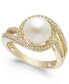 Фото #1 товара Кольцо Macy's Pearl & Diamond Swirl 14k Gold
