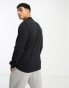 French Connection pique zip polo in black