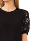 Women's Scattered Floral Mixed-Media Short-Sleeve Top
