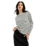 Mango stripe sweatshirt in black & white