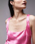 Фото #4 товара Topshop square neck satin cami in pink