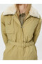 Пальто Koton Long Coat Faux Fur Trim Plush Lined Belted