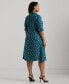 ფოტო #2 პროდუქტის Plus Size Tie-Front Floral Linen Shirtdress