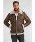 Фото #1 товара Men's Shearling Aviator Jacket, Vintage like Camel with Beige Curly Wool