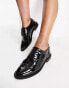 ASOS DESIGN Wide Fit More flat lace up shoes in black