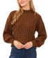 Фото #1 товара Women's Cable-Knit Mock Neck Bishop Sleeve Sweater