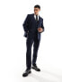 ASOS DESIGN wedding slim wool mix suit jacket in navy basketweave texture