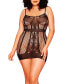 Фото #1 товара Credence Plus Size Knit Chemise with Lines and Lace Pattern