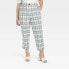 Women's Plus Size High-Rise Taper Ankle Pants - Ava & Viv Cream Plaid 14W