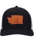 Men's Black Washington Leather State Applique Trucker Snapback Hat