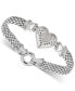 ფოტო #2 პროდუქტის Diamond Mesh Heart Bracelet in Sterling Silver (1/6 ct. t.w.)