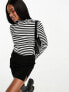 Фото #1 товара Pieces high neck top in black & white stripe