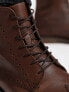 ASOS DESIGN brogue boots in tan leather with natural sole