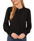 Фото #1 товара Women's Scallop Trim Button Front Long Sleeve Top
