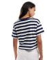 River Island stripe cropped t-shirt in navy stripe