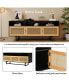 Фото #3 товара Retro Rattan TV Stand 3-Door Media Console With Open Shelves For TV Stand Under 75"