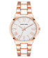 Women's Link Bracelet Watch in Rose Gold-Tone with White Enamel, 36mm