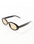 ASOS DESIGN bevel oval sunglasses in black with brown lens