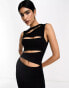 ASOS DESIGN high neck slash midi dress in black Черный, 44 - фото #4