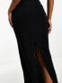 New Look ribbed midaxi skirt in black