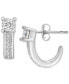 Фото #1 товара Diamond Huggie Hoop Earrings (1/10 ct. t.w.) in 14k White Gold, Created for Macy's
