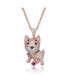 Фото #1 товара Sterling Silver Rhodium and 18K Gold Plated Enamel and Cubic Zirconia Cat Pendant