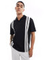 Фото #2 товара ASOS DESIGN relaxed polo shirt in vertical black & white stripe