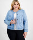 Фото #1 товара Plus Size Jewel-Neck Button-Front Jacket