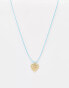 DesignB London rope necklace with hammered heart charm in gold