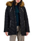 Фото #1 товара Juniors' Faux-Fur-Trim Hooded Puffer Coat, Created for Macy's
