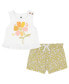 Фото #1 товара Toddler Girls Ruffle-Trim Tank Top & Floral Crinkle Knit Shorts, 2 piece set