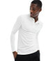 Фото #1 товара ASOS DESIGN long sleeve muscle fit polo in white rib