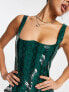 Kaiia vinyl corset detail mini dress in green snake