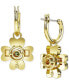 ფოტო #4 პროდუქტის Gold-Tone Color Crystal Clover Charm Hoop Earrings