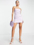 Фото #3 товара ASOS DESIGN lace up back structured mini dress with square neck in lilac