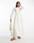 Фото #1 товара ASOS DESIGN broderie and pin tucks long sleeve tiered maxi tea dress in white