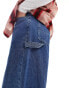 Dr Denim Vali Worker baggy fit wide leg below knee denim with workwear pockets shorts in pebble mid stone wash